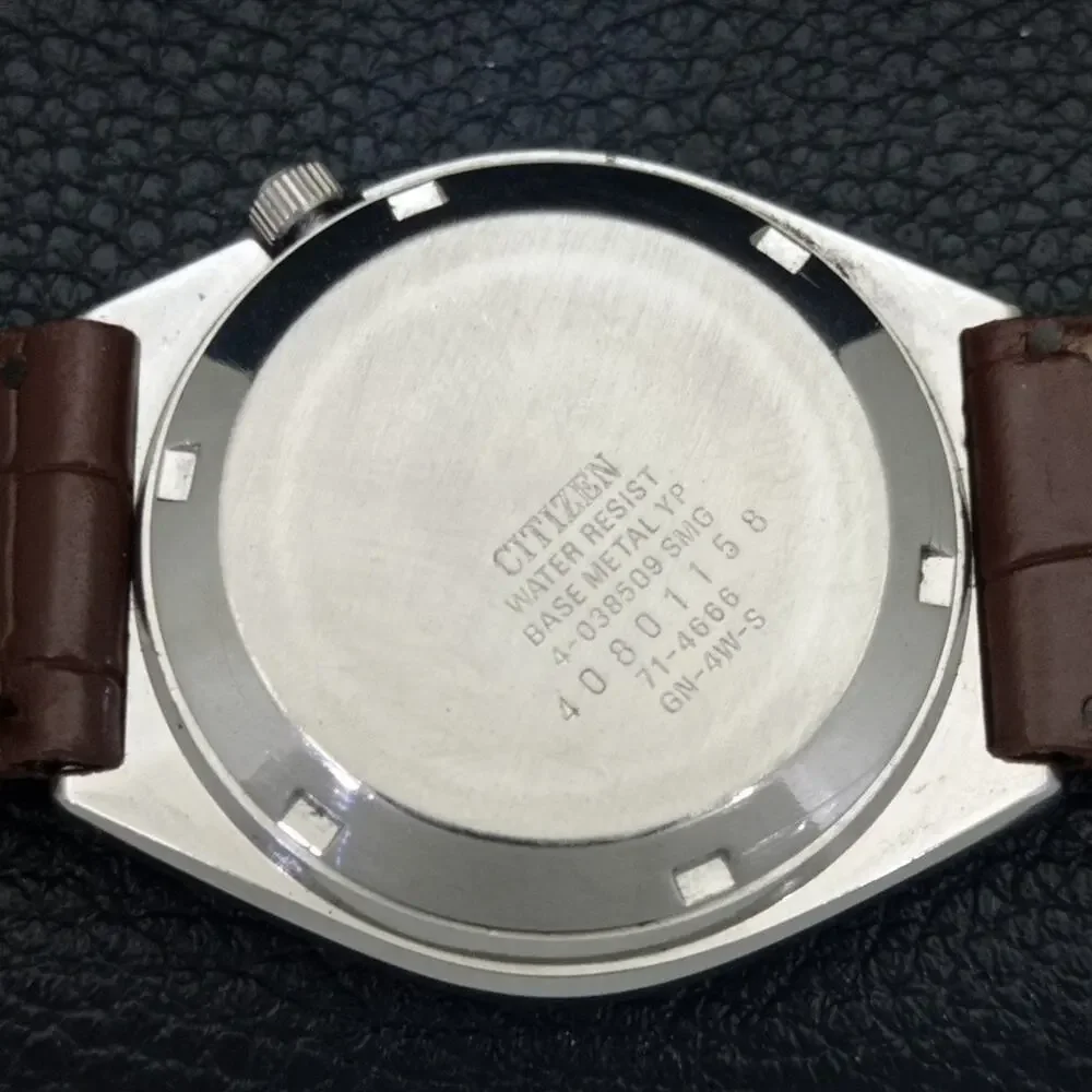 Vintage 1978 Citizen Automatic Mens Silver Watch W/daydate & Blue accents